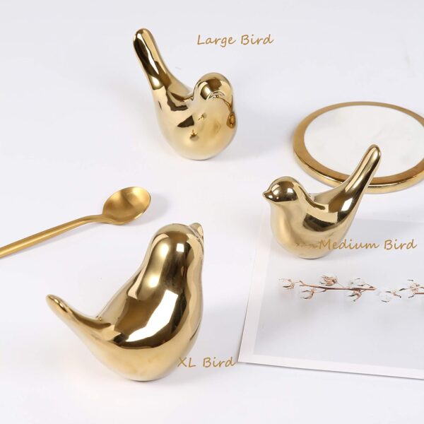 Gold Bird Statues, Modern Decorative Figurines for Home & Office Decor 5 Gold Bird Statues