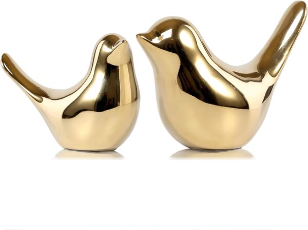 Gold Bird Statues, Modern Decorative Figurines for Home & Office Decor 1 Gold Bird Statues