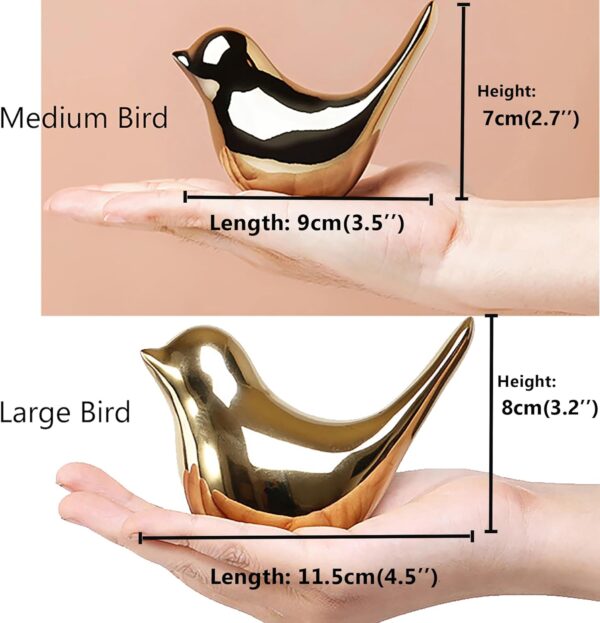 Gold Bird Statues, Modern Decorative Figurines for Home & Office Decor 3 Gold Bird Statues