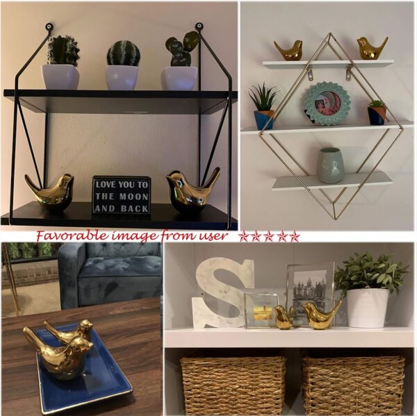 Gold Bird Statues, Modern Decorative Figurines for Home & Office Decor 4 Gold Bird Statues