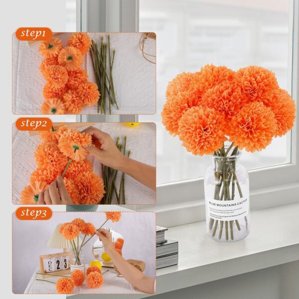 Artificial Orange Chrysanthemums