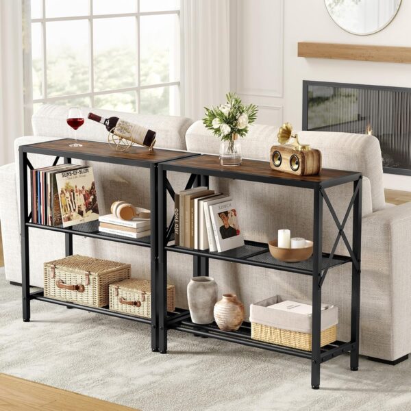 Industrial 3-Tier Console Table
