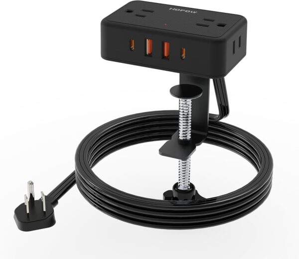 Desk Clamp Power Strip, Desktop Mount Charging Station with 4 Outlets 4 USB Ports (2 USB C), 10Ft Under Desk Power Strip, Fits 2.75" Tabletop Edge, Extension Cord for Home Office, Black 1