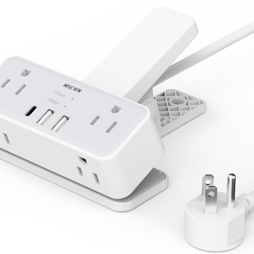 BBUS0728-39EE_1 Desk Clamp Power Strip with USB Ports, Mscien 6 FT Extension Cord with Multiple Outlets, Surge Protector Power Strip with 6 Outlet & 3 USB(1 USB C), Desk Mount Edge Extension Cord for Home Office