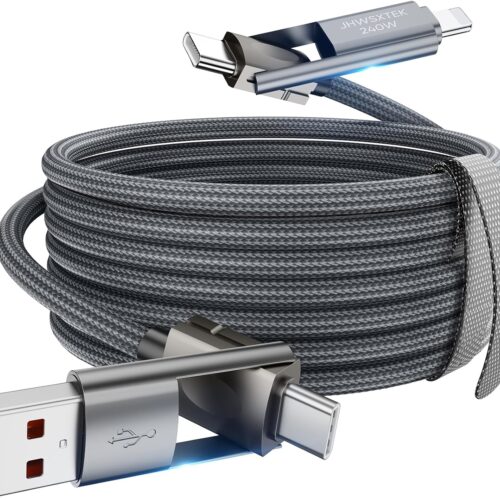 4 in 1 Charging Cable,240W USB to USB C Cable 10 ft,Fast Charging Multi Charger Cord with Type C/USB A/L Port for iPhone 16/15/14 Series MacBook iPad Pixel Samsung Switch PS5 Tablet and More
