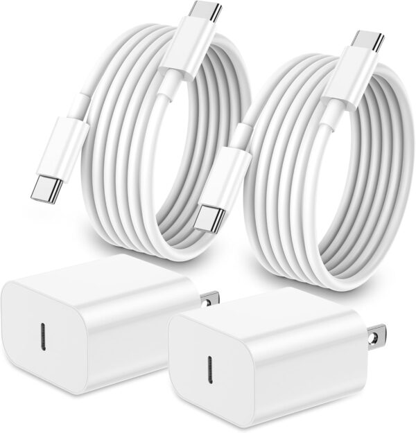 iPhone 16 15 Charger Fast Charging,20W Apple iPad USB C Fast Charger,2Pack 6ft USB C Wall Charger Block for iPhone 16/16 Pro/16 Pro Max/15/15 Plus/15 Pro/15 Pro Max, iPad Pro/Mini, MacBook 1