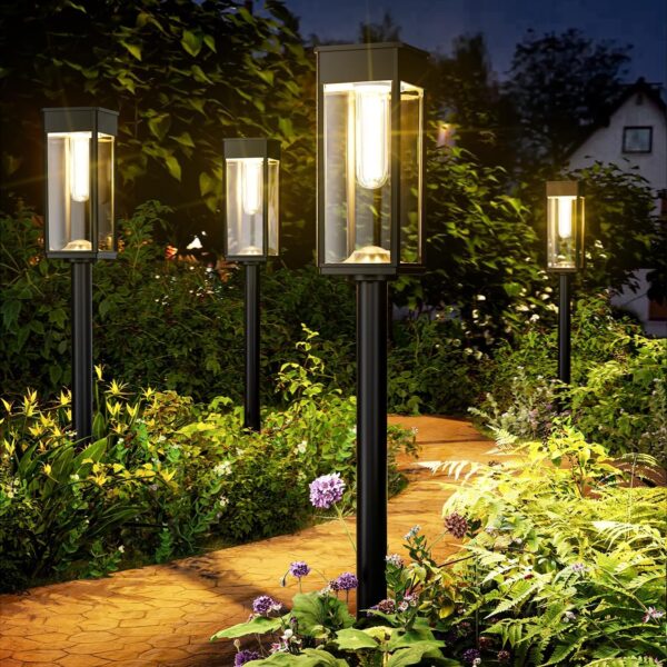 Solar Pathway Lights Outdoor,8 Pack Bright Solar Lights Outdoor,IP65 Waterproof Solar Garden Lights Solar Powered Landscape Lighting for Yard Patio Walkway Driveway Pathway (Warm White) 1