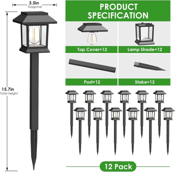 Solar Pathway Lights Outdoor 12 Pack LED Warm White 2