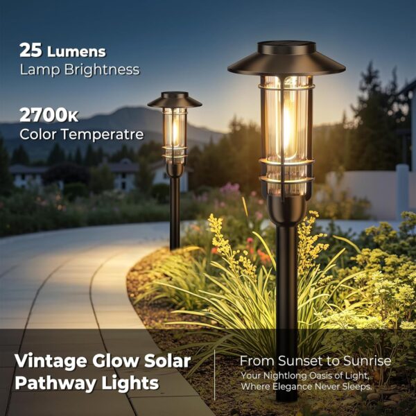 6 Pack Solar Pathway Lights Outdoor, Upgraded Bright Solar Powered Garden Light Outside, Waterproof Outdoor Lighting for Landscape Lawn Patio Yard Path Driveway Walkway Decor, Warm White 3