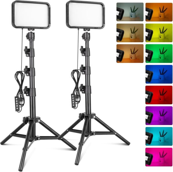 Torjim RGB Photography Video Lighting, Studio Lights with Adjustable Tripod Stand - 16 Color Lighting for Video Recording/YouTube/TikTok/Live Streaming/Make up/Vlogging 1