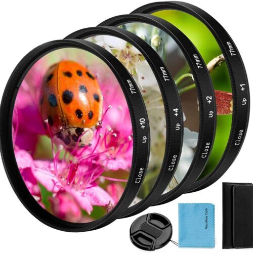 67mm Close-up Filter Kit 4 Pieces(+1,+2,+4,+10) Macro Filter Accessory Close-up Lens Filter Kit Set with Lens Filter Pouch for Canon Nikon Sony Pentax Olympus Fuji DSLR Camera+Lens Cap