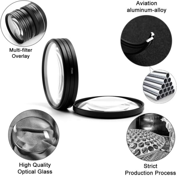67mm Close-up Filter Kit 4 Pieces(+1,+2,+4,+10) Macro Filter Accessory Close-up Lens Filter Kit Set with Lens Filter Pouch for Canon Nikon Sony Pentax Olympus Fuji DSLR Camera+Lens Cap 3