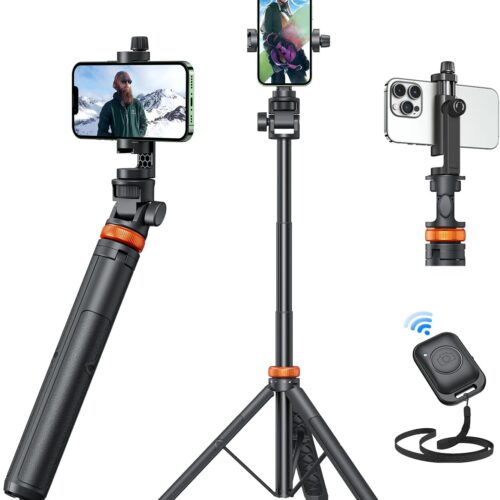 EUCOS 62" Phone Tripod, Tripod for iPhone & Selfie Stick 𝖳ripod with Remote, Extendable Phone 𝖳ripod Stand & Travel 𝖳ripod, Solidest Cell Phone Tripod Compatible with iPhone/Android