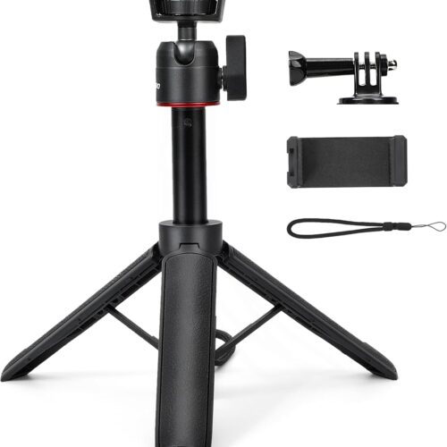 Extendable Mini Tripod,8-23.6inch Height Adjustable 360 Rotation Ball Head Handheld Vlog Small Camera Tripod for GoPro Hero 13/12/11/10/9/8/7/Max DJI Osmo Pocket 3 Action 5 Pro