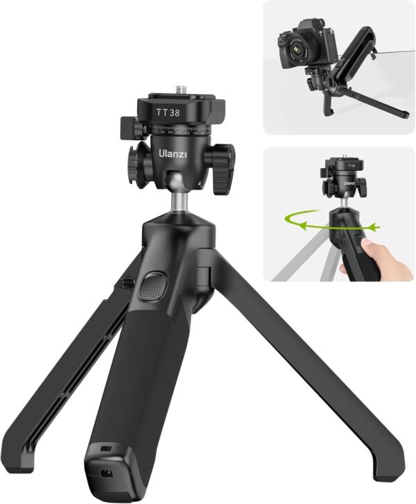 ULANZI TT38 Mini Tripod for Camera, One-Click Open Tabletop Camera Tripod Small Portable Stand with Uka F38 Quick Release, Travel Stand Compatible with DJI OSMO Pocket 3/OSMO 360/Insta360 x5/Sony 1