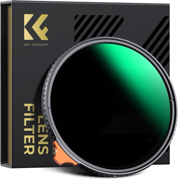 K&F CONCEPT 82mm Putter Variable ND Filter ND2-ND400 (1-9 Stops) 28 Multi-Layer Coatings Import AGC Glass Adjustable Neutral Density Filter for Camera Lens (Nano-X Series) 1