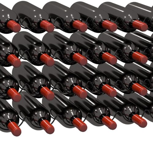TONLEA 4 Tier Wine Rack, 32 Bottle Storage, Stackable Wine Rack for Cabinet Pantry (Dark Black)