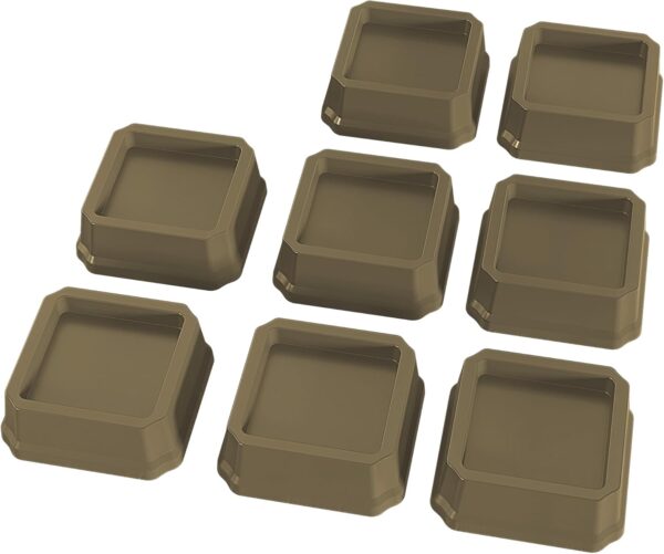 Bed Risers 1 Inch Heavy Duty, Furniture Risers for Bed Frame, Couch, Desk, Chair, Lifts Up to 1,500 lb, Set of 8, Brown 1