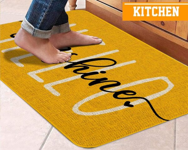 Mloabuc Hello Sunshine Door Mat Summer Funny Text Indoor mat,Holiday Creative Decorative Seasonal Burlap Spring Welcome Floor Yellow Mat Switch Mat for Outdoor 17 x 30 in 2