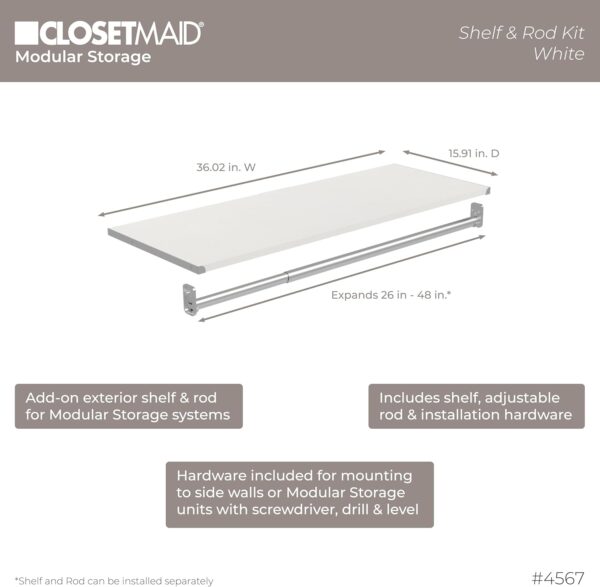 ClosetMaid Modular White Wood Adjustable Shelf and Hang Rod Kit 3