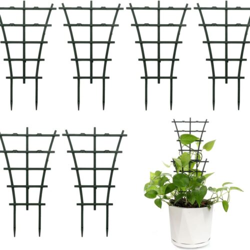GHS4242MAX_1 Plant Trellis Indoor, 6Pcs Stackable Plant Trellis for Climbing Plants Indoor, Small Plant Climbing Trellis for Potted Plants Plastic Climbing Plant Support Trellis for Houseplant Hoya Pothos