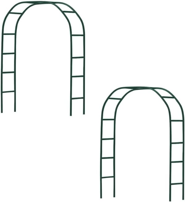 Newsmarts 2PCS 7.9Ft Metal Garden Arch Army Green Garden Arbor for Various Climbing Plant Roses Vines Bridal Party Decoration 1