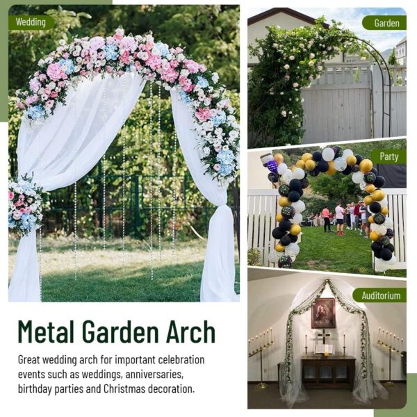 Newsmarts 2PCS 7.9Ft Metal Garden Arch Army Green Garden Arbor for Various Climbing Plant Roses Vines Bridal Party Decoration 2