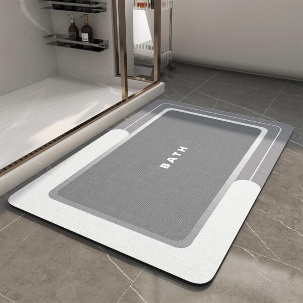 MontVoo-Bath Mat-Bathroom Mat Rug Non Slip Super Absorbent Stain Resistant Quick Dry Thin Bath Rug-Bath Mats for Bathroom Floor Bathtub Vanity-Bathmat Bath Rug Easy Care-17"x27" Grey 1