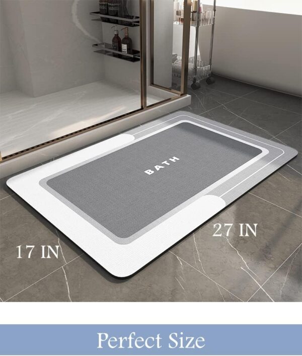 MontVoo-Bath Mat-Bathroom Mat Rug Non Slip Super Absorbent Stain Resistant Quick Dry Thin Bath Rug-Bath Mats for Bathroom Floor Bathtub Vanity-Bathmat Bath Rug Easy Care-17"x27" Grey 2