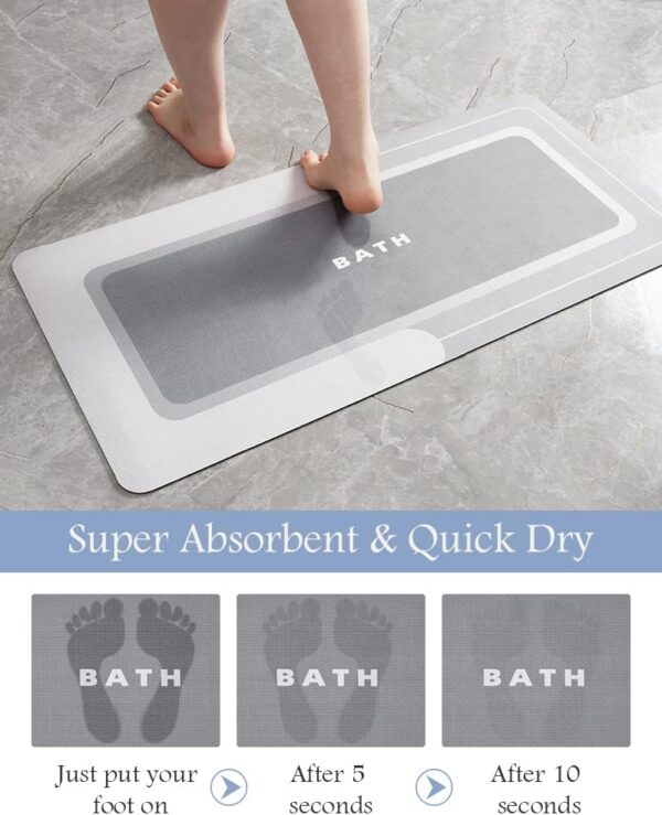 MontVoo-Bath Mat-Bathroom Mat Rug Non Slip Super Absorbent Stain Resistant Quick Dry Thin Bath Rug-Bath Mats for Bathroom Floor Bathtub Vanity-Bathmat Bath Rug Easy Care-17"x27" Grey 4