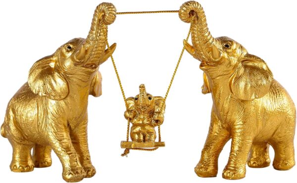 Elephant Statue For Home Decor.Gold Elephant Decor For Living Room,Office,Shelf,Table Centerpiece Decorations.Elephant Gifts for Women,Mom.Good Luck Elephant Figurines.Home Decor Living Room.(Gold) 1