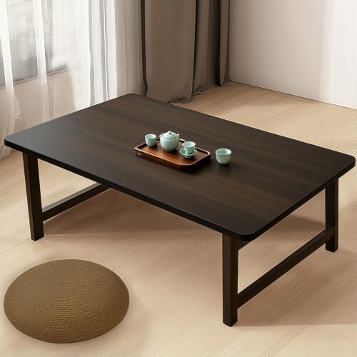 Japanese Folding Floor Table Foldable Coffee Tables Wood Low Tables Versatile for Sitting Dining Table Tea Tatami Desk No Assembly Unique (39.4 * 19.7 * 11.8 inch)