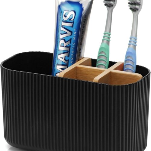 Black Toothbrush Holder - Bamboo Toothbrush Holders for Bathrooms Electric Toothbrush Holder Organizer Kids Toothbrush Holders for Bathrooms Countertop