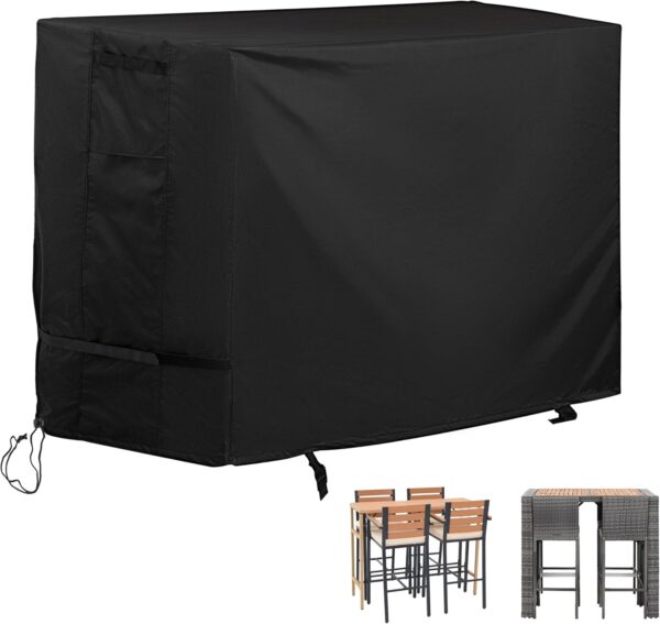 Patio High Top Table and Chairs Cover, Outdoor Bar Height Patio Dining Set Cover for 5-Piece Wicker Bar Dining Set/4 Person Patio Table and Chairs Set 1
