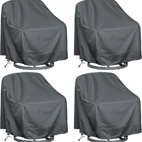 GHS7695MAX_1 Outdoor Swivel Lounge Chair Cover 4 Pack,Waterproof Heavy Duty Outdoor Patio Furniture Covers (39" W X 37" D X 38" H), Grey