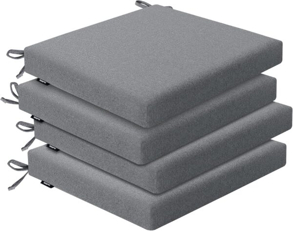 Outdoor Chair Cushions Set of 4, Water-Resistant & Fadeness 17" W x 16" D x 2" T Seat Cushion, High Density Foam with Dual Straps for Patio Garden Furniture Sofa Dining Chairs, Dark Grey 1