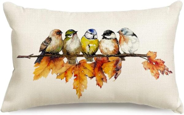 RABUSOFA Fall Pillow Covers 12x20 Inch Bird Autumn Decorations for Home Outdoor Thanksgiving Decor Maple Leaf Decorative Lumbar Throw Pillow Cases Farmhouse for Couch Sofa 1