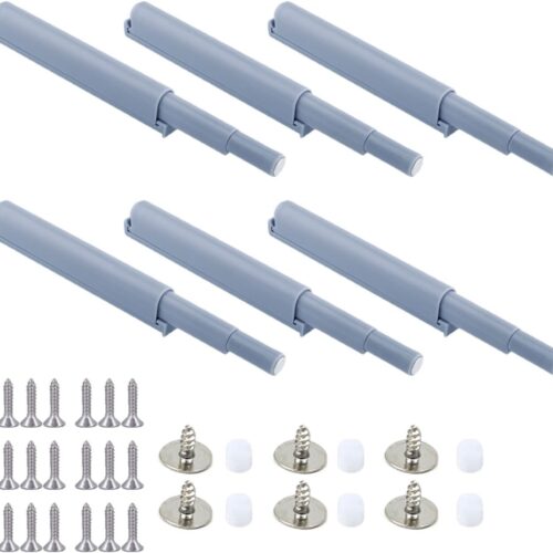 6 Pack Magnetic Push Latch Push to Open Touch Latches Door Latch Catches with Mount Hardware for Kitchen Pantry Cabinet Drawer Closet Floor Cabinets Cupboard Sideboard Furniture Hidden Pulls
