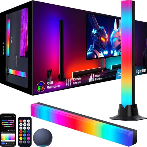 1 RGB Light Bar, Smart LED Light Bar Work with Alexa, Music Sync, APP & Remote Control, USB Powered TV Backlight, Color Changing Ambient Lighting for Room PC Monitor Gaming Desk (Adapter not Included)