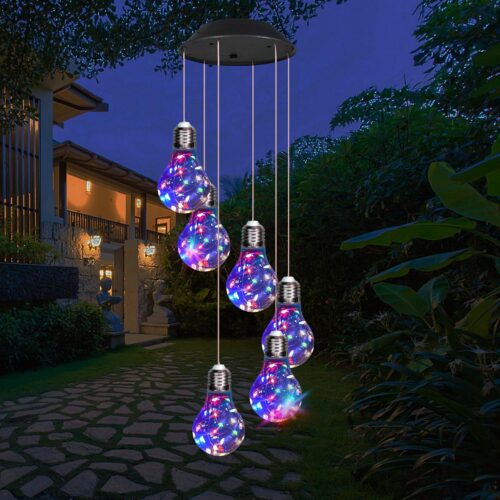 1 Colorful Lights Solar Wind Chimes for Outside, Hanging Lights for Women Grandma Mom Birthday, Christmas Decor for Outdoor Garden Balcony Bedroom Yard