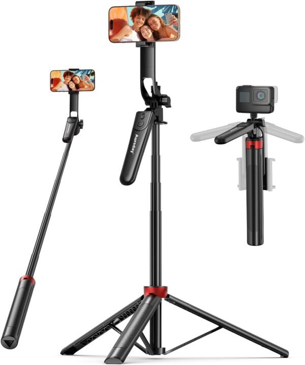 72" Phone Tripod and Selfie Stick, Cell Phone Tripod Stand with Wireless Remote & Extendable Phone Mount for Travel/Selfie/Recording/Vlogging, Compatible with iPhone/Android/Camera 1 Tripod