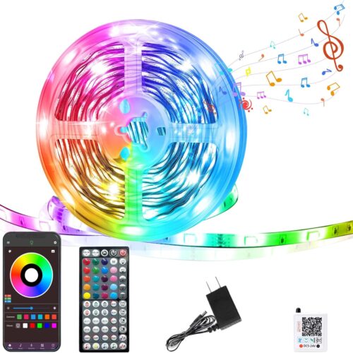 Led Lights for Bedroom 100FT, RGB Led Strip Lights Color Changing Indoor, Music Sync Led Light Strip with Remote & App Control, DIY Fancy Led Lights for Room Decor Ambient Lighting (1 * 100FT)