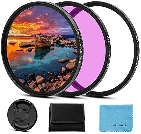 67mm Filter Kit Universal UV CPL FLD Filter Set with UV Protection, Circular Polarizing, Fluorescent Filter and Lens Cap Replacement for Canon, Nikon, Sony, Pentax, Olympus, Fuji Camera