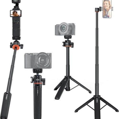 21.6" Extension Pole Tripod, Mini Selfie Stick Tripod Stand Handle Grip for DJI Osmo Pocket 3,Insta 360 X5 Webcam Canon G7X Mark III Sony ZV-1 RX100 VII A6400 A6600 Cameras Vlogging