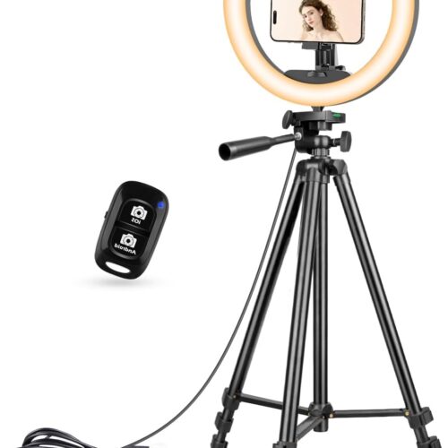 12 inch Ring Light with Stand, Selfie Ring Light with 50" Extendable Tripod Stand & Phone Holder for Live Stream/Makeup/YouTube Video