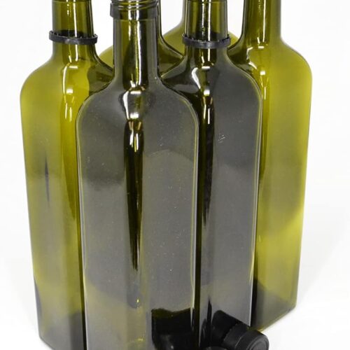 Olive Oil Bottles with Cap & Pourer Fitment, Green, 750ml - Pack of 6