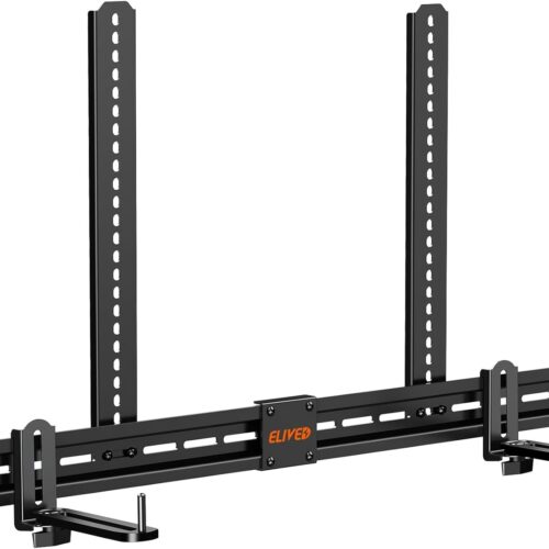 Soundbar Mount Under TV, Sound Bar TV Mounting Bracket with 6.5" Holders Swivel to fit Various Soundbar with/Without Holes, 17.7" Vertical Bracket, 15 Lbs, YD5011