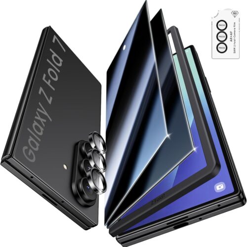 Samsung Galaxy Z Fold 7 Privacy Screen Protector with Camera Lens Protector, Anti Spy Tempered Glass Film, 8 FT Shatterproof, 9H+ Durable Tempered Glass for Z Fold 7 2025, Privacy
