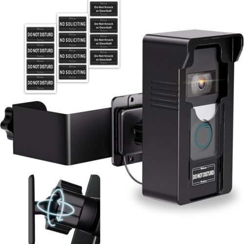 Anti-Theft Doorbell Mount with Ring Blink: 360 Adjustable Angle Wireless Camera Holder No Drill for Apartment Door - Video Wired Mounting Bracket for Brick Concrete Wall Renter Friendly Home House