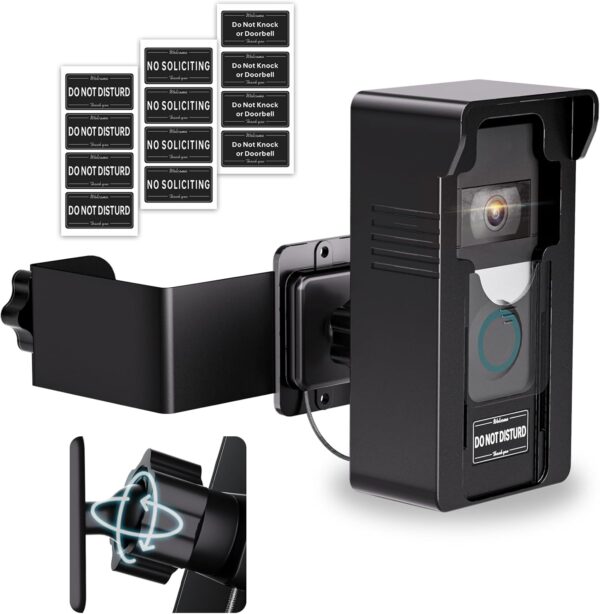 Anti-Theft Doorbell Mount with Ring Blink: 360 Adjustable Angle Wireless Camera Holder No Drill for Apartment Door - Video Wired Mounting Bracket for Brick Concrete Wall Renter Friendly Home House 1
